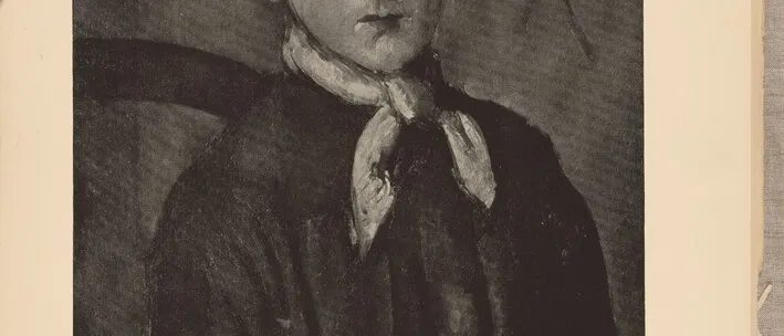Book plate reproducing a painted portrait by Paul Cézanne of a boy with short dark hair and a white neckerchief.